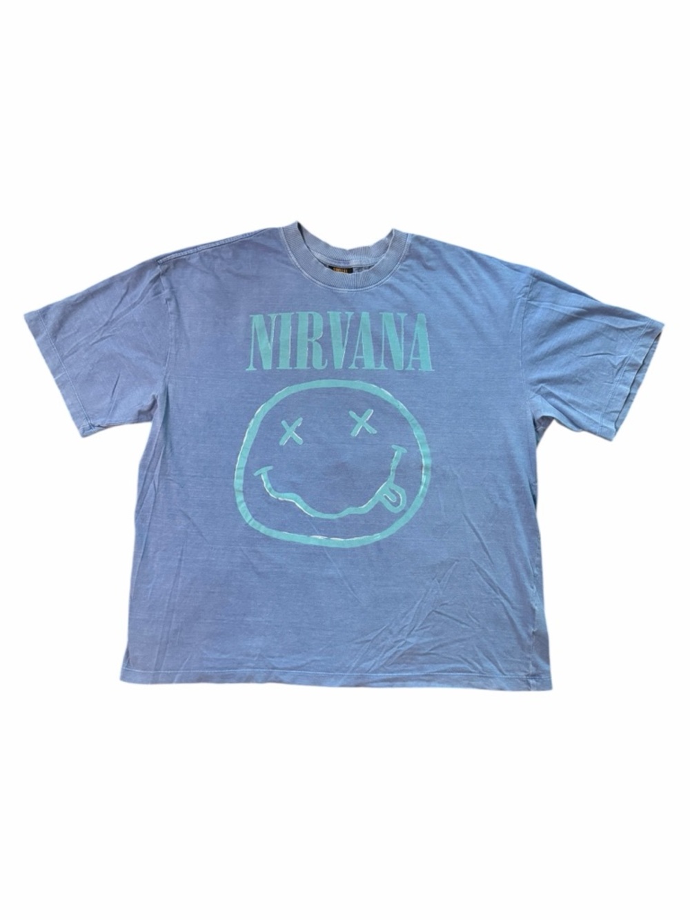 Cotton On Nirvana blue smiley face cotton t-shirt